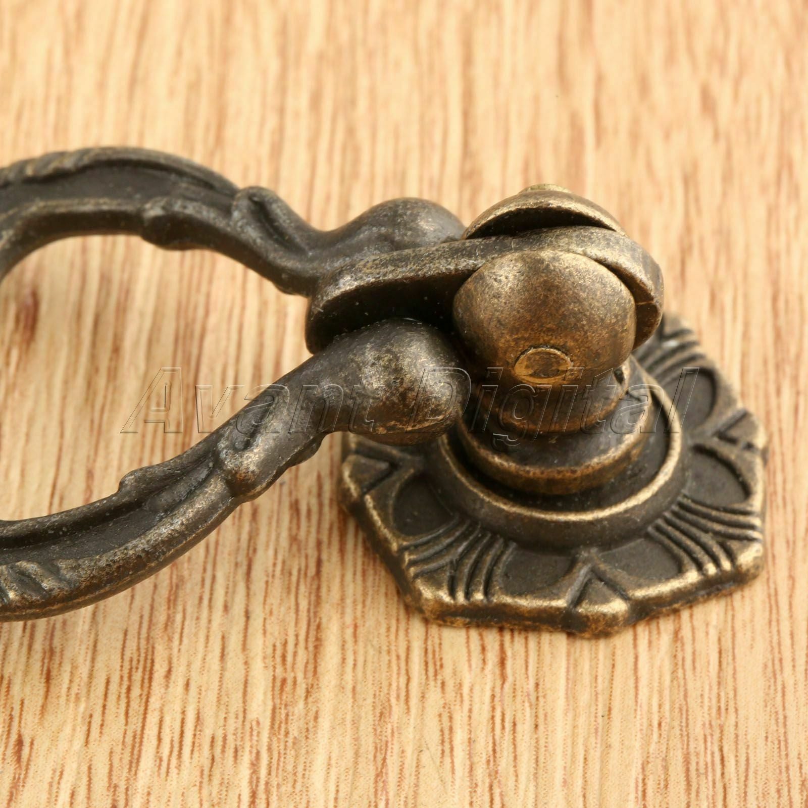 Retro Wood Box Drawer Wardrobe Pull Ring Cabinet Door Pull Knob Handle Hardware