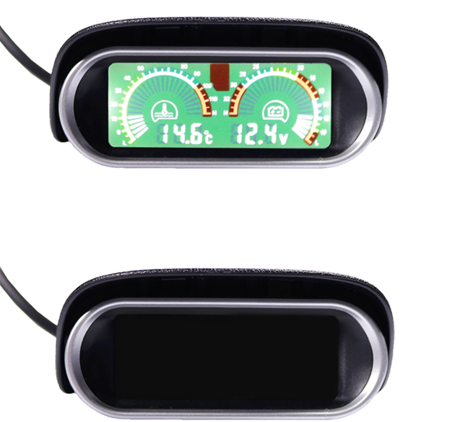 Horizontal 9-36V LCD Digital Car Voltage Gauge Water Temperature Meter+Voltmeter