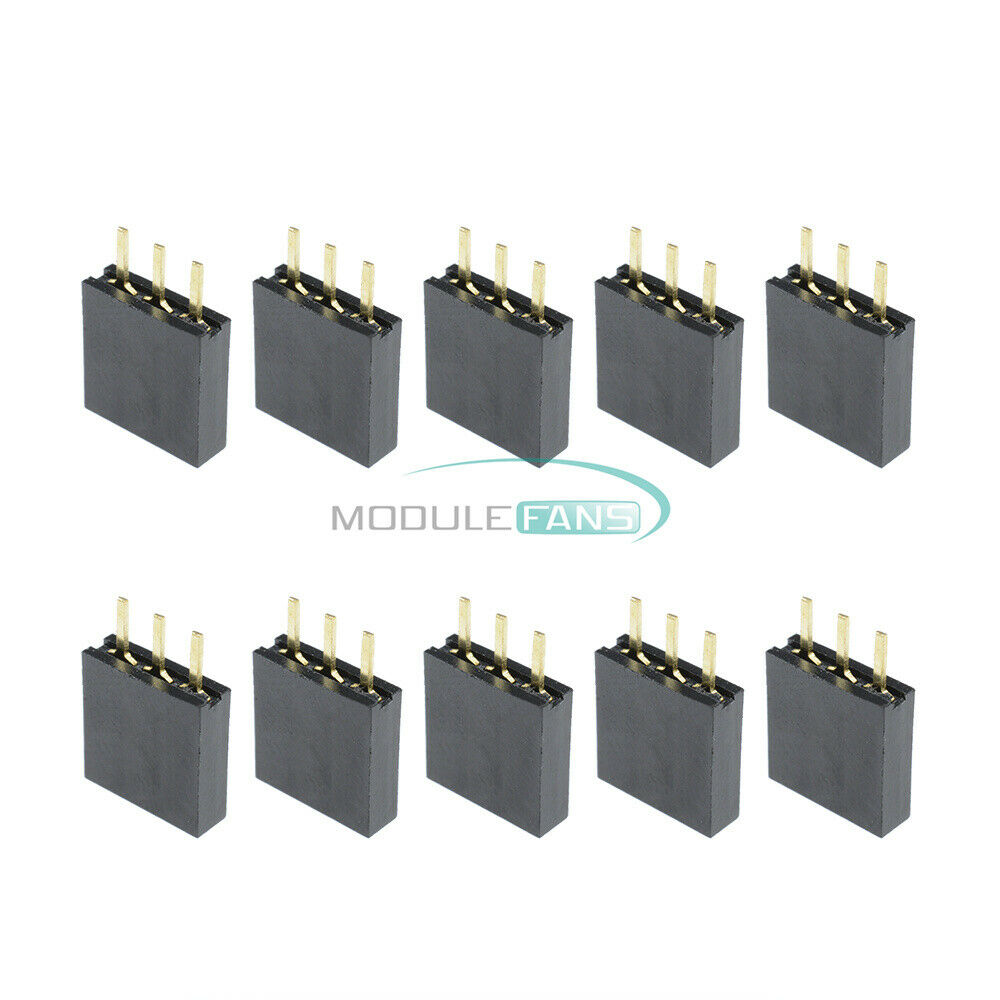 100PCS 2.54mm Header Single Row 1x3 Pins Female Straight Connector