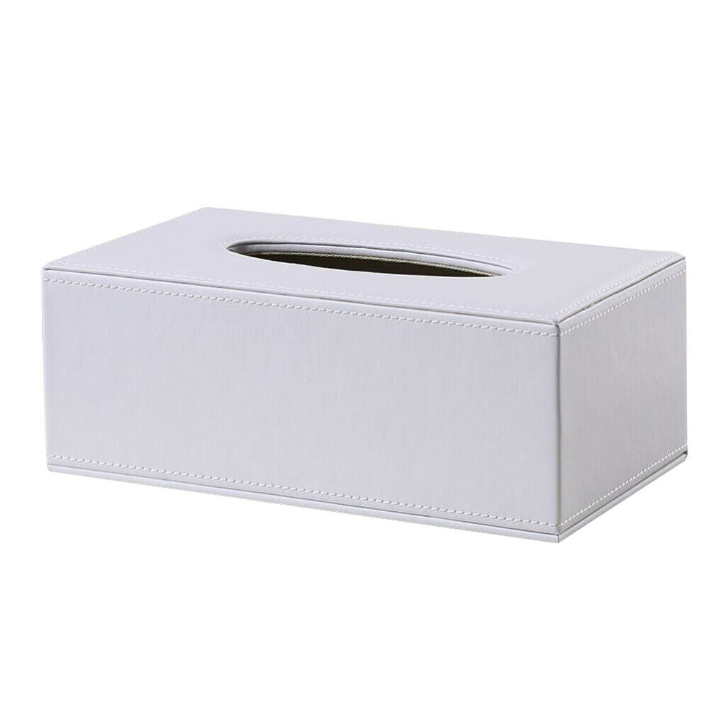 Home Decor Rectangle Leather White Kitchen Tissue Box Napkin Holder