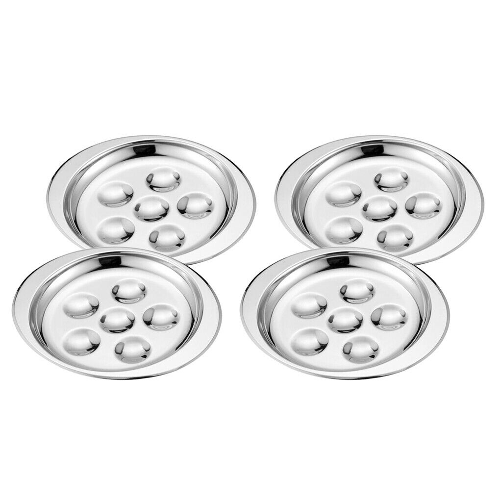 4 Pieces French Escargot Plate Platter Mushroom Snail Dish Server Set
