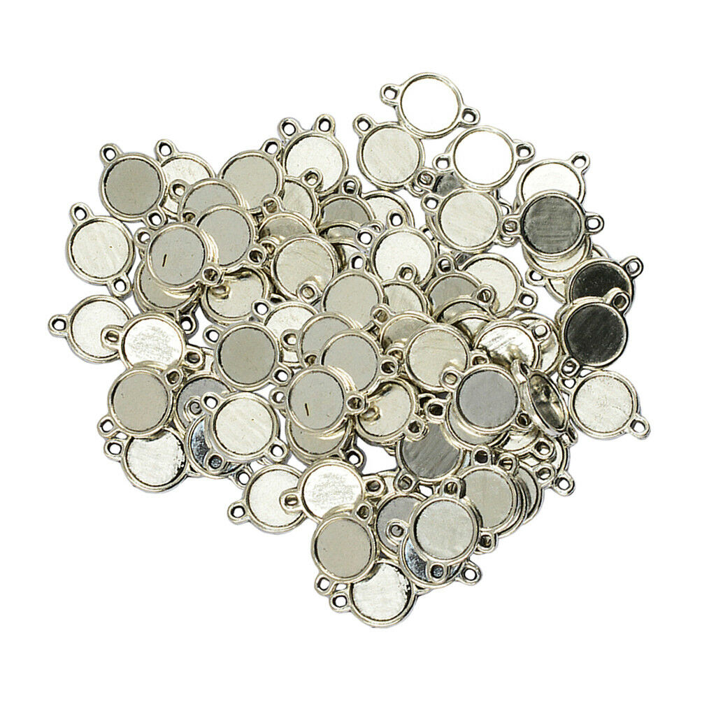 100pcs Double Sided Blank Bezel Round Cabochon Pendant Setting Blanks 10mm