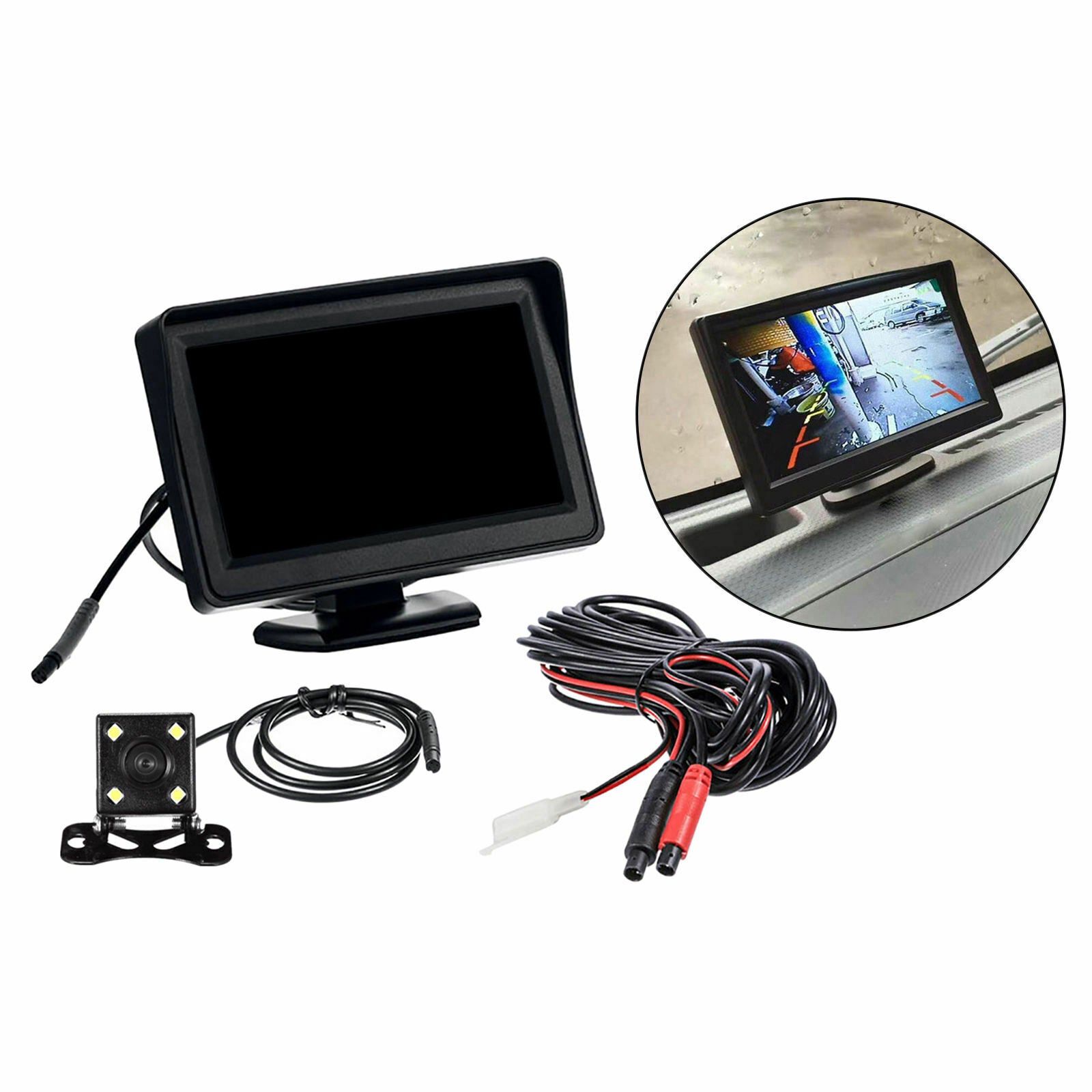 4 LED Reverse Camera and 5" Monitor Set Backup Rear Camera with Monitor Kit
