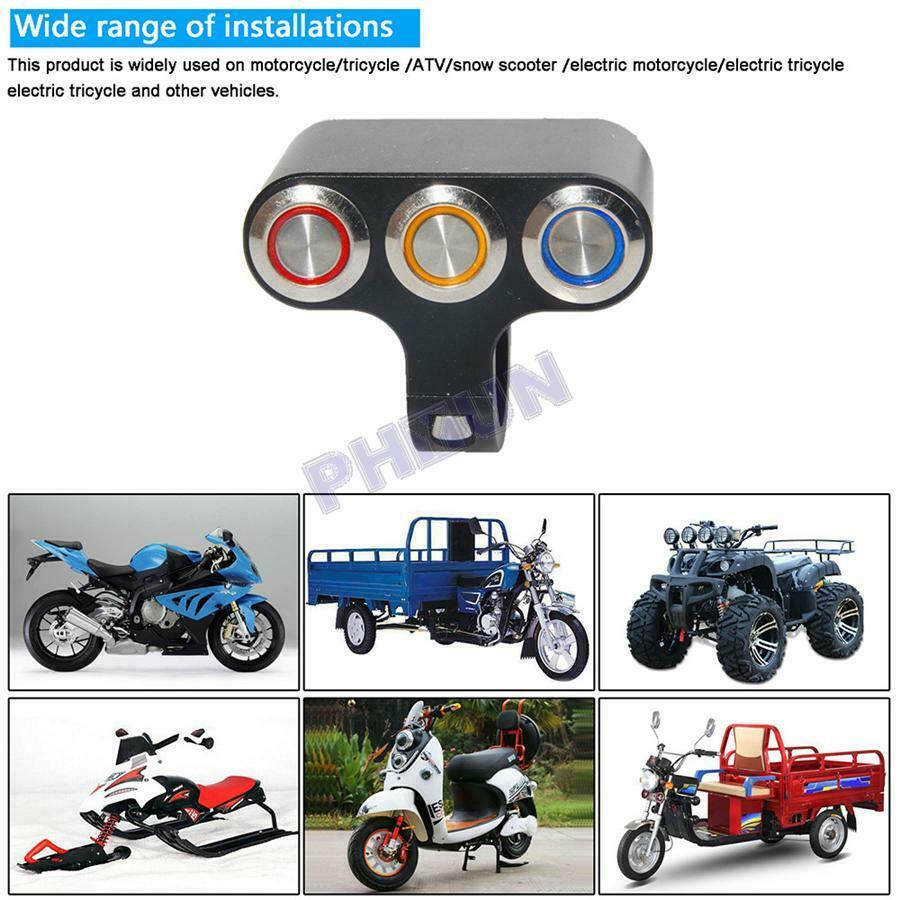 Fog Light Horn Power Start Switch For Motorcycle ATV Scooter Moped 1'' Handlebar