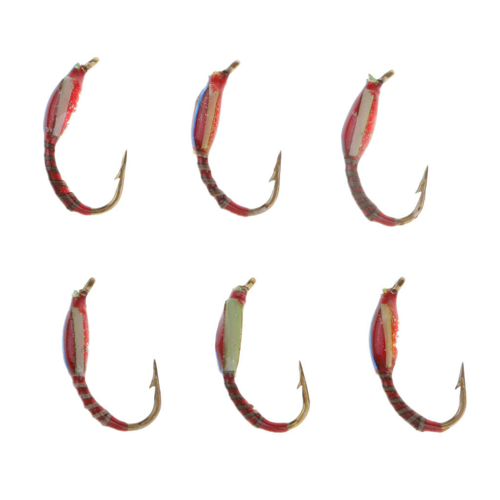 6pcs Nymphs Trout Fly Fishing Flies Dry Flies Fly Fishing Lures Baits