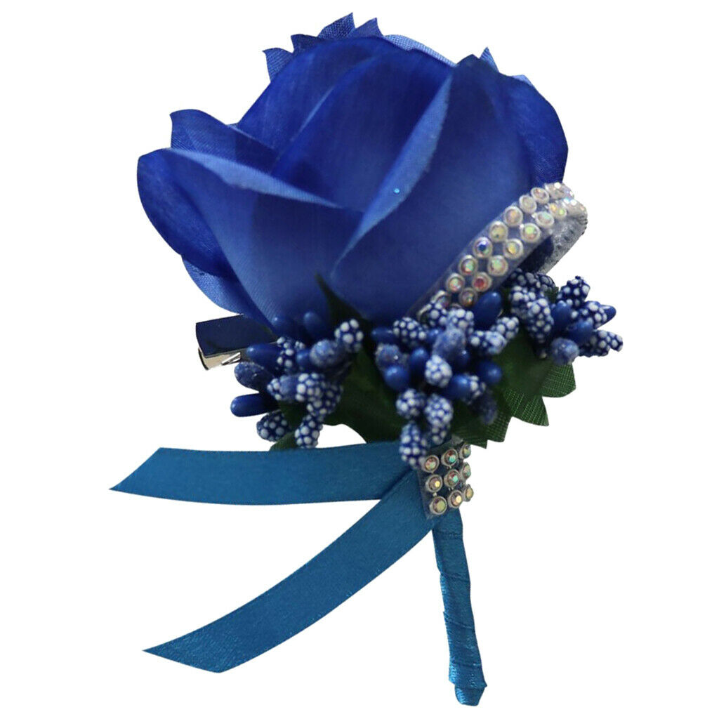 Stimulation Rose Flower Brooch Pin Wedding Corsage Pin Saphire