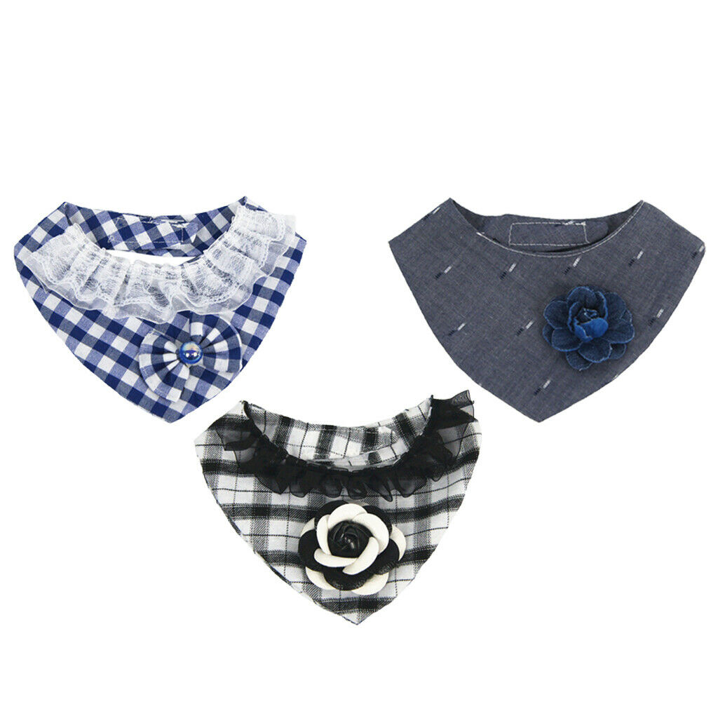 Puppy Bandana Collar, Dog Bandage Scarf with Flower Pet Gift for Party Black