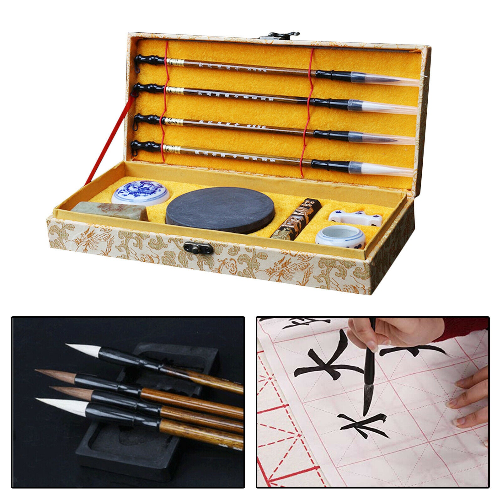 11 Professional Chinese Calligraphy Writing Drawing Brush Ink Stick Kit