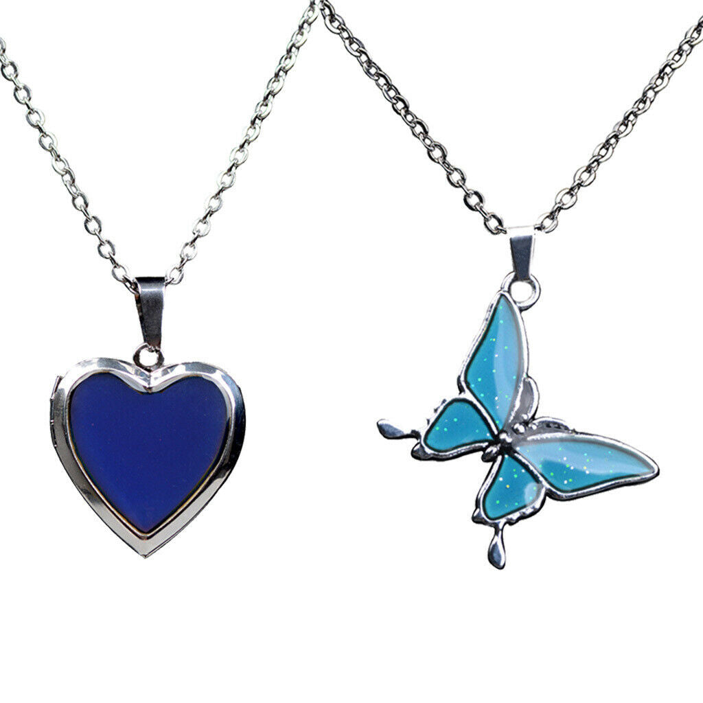Set of 2, Mood Pedant Necklace Chain Color Change Trinkets for Girls Gift