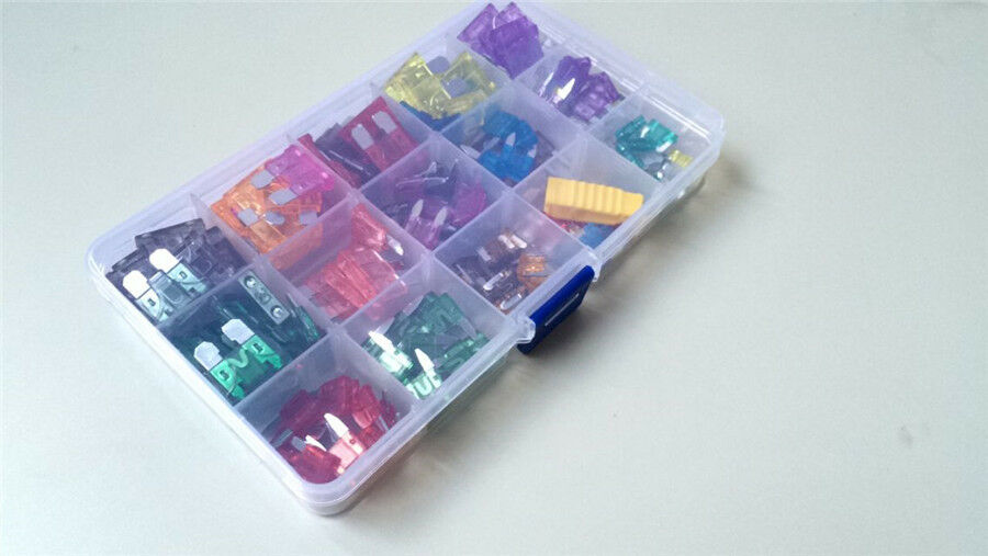 165pcs Durable Motorcycle Bike ATC Mini Blade Fuse Assortment Fuses Kit 1-40 Amp