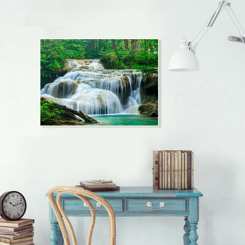 5D DIY Diamond Painting Needlework Full Drill Waterfall Cross Stitch Kit @
