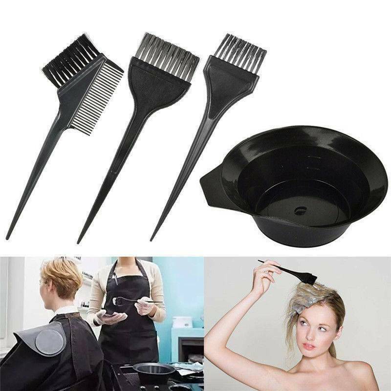 4Pcs  Hair Coloring Brush And Bowl Set Bleaching Dye Kit Salon Beauty Comb Tintï¼