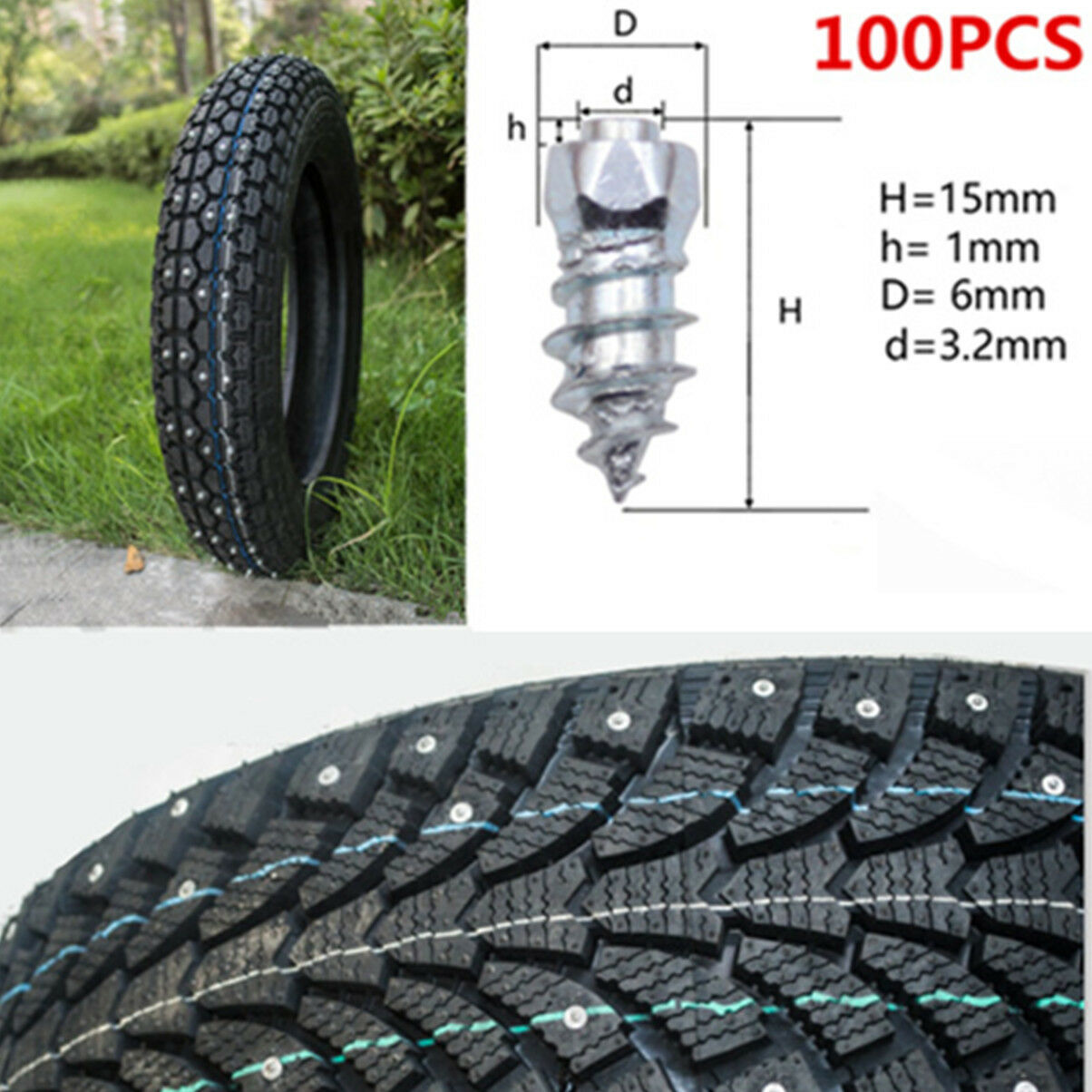100 Pcs Steel 15mm Screw In Tire Stud Spikes Snow Chains Studs FOR Car Off-Road