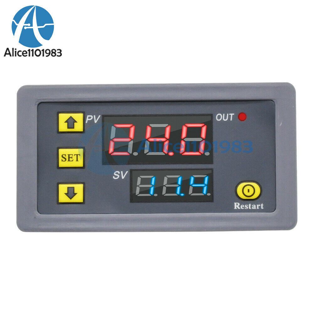 DC 12V AC 110-220V LED Dual Display Cycle Timing Delay Relay Module 0-999 Hours