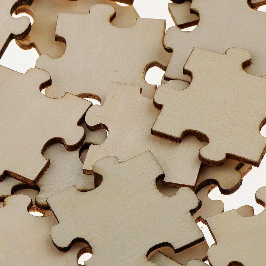 150pc Wooden Square Puzzle Pieces Embellish Craft Shape Blank Cardmaking Tag