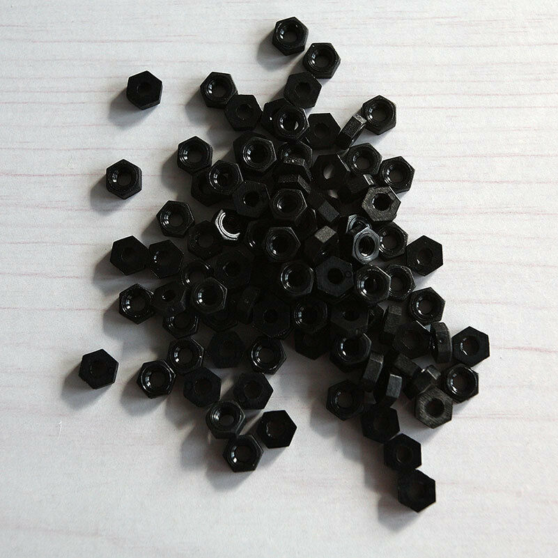 Best-selling 100 Pcs Black Nylon Screw Nuts Hexagonal Standoff Spacer M3 N.l8