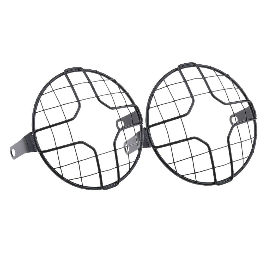 2-pack 17.5cm Retro Metal Motorcycle Headlight Grill Guards Headlamp Covers