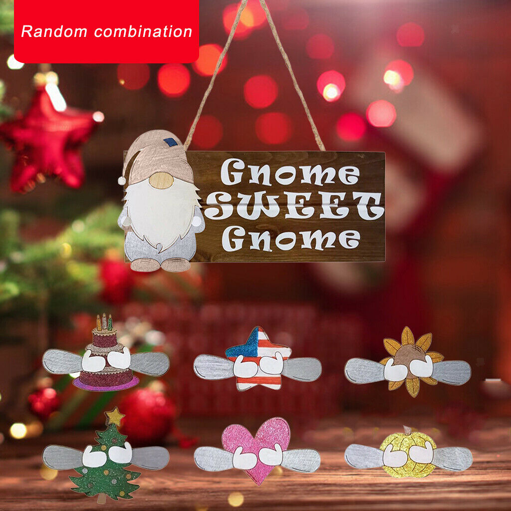 Gnome Sweet Gnome Seasonal Wood Sign Wall Hanging Porch Decor for Holiday