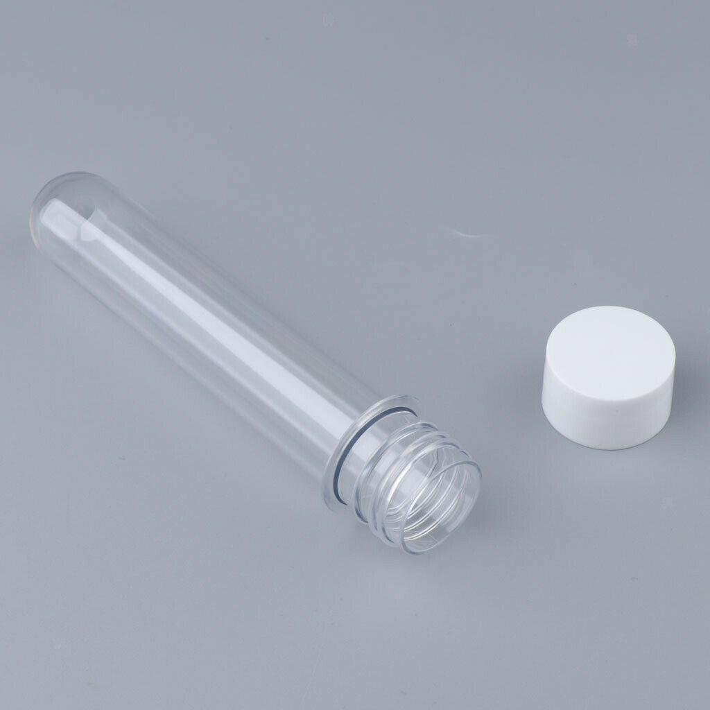 10pcs 40ml Clear PET Plastic Test Tubes with Screw Caps (25x140mm) White