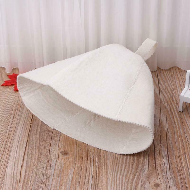 White Wool Sauna Hat Anti Heat Cap For Bath House Head Protector Russian Style