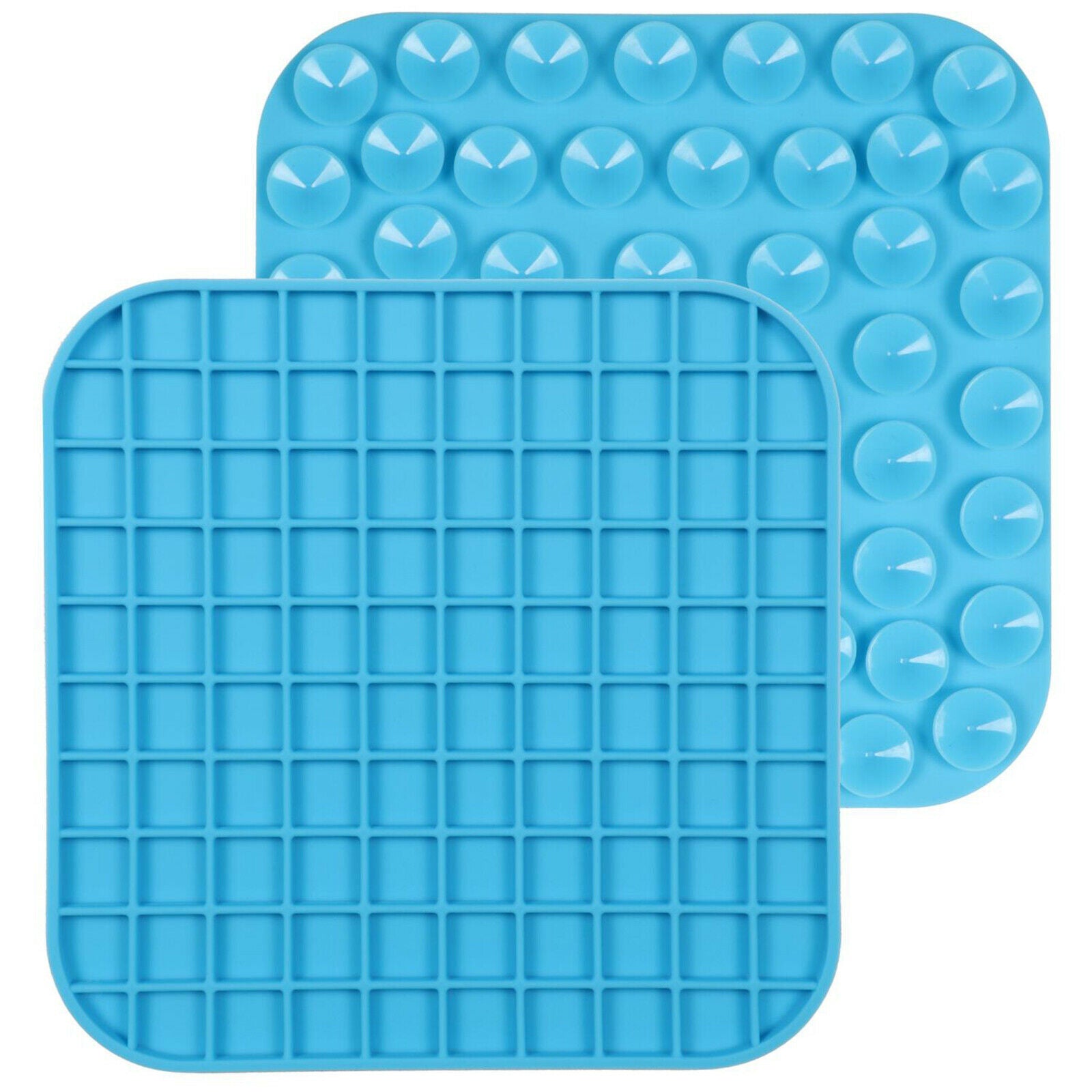 Pet Licking Mat Dogs Cats Calming Pad Anxiety Relief Slow Feeder Blue B