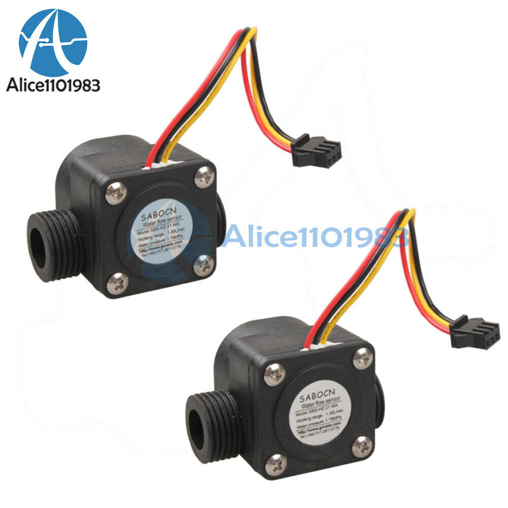 2PCS G1/2 Water Flow Sensor Fluid Flowmeter Switch Counter 1-30L/min Meter