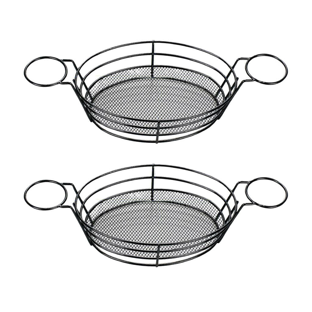 2x Stainless Steel Fries Fries Aperitif Service Basket Sauce Holder