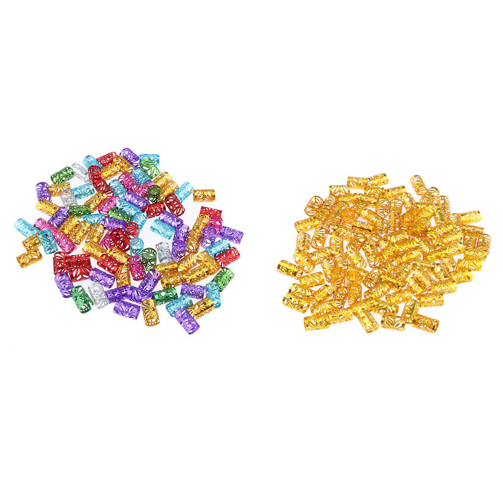 100pcs Aluminum Dreadlock Beads For DIY Hairstyle Braid Ponytail Golden