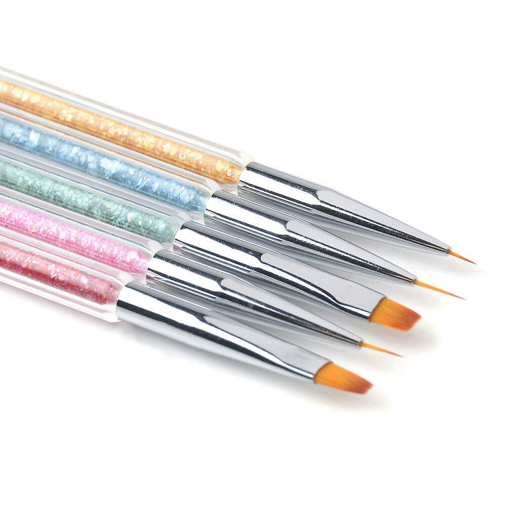Luxury 5pcs/set Nail Art Brush Pen Sequins Acrylic Handle UV Gel Polish Drawing