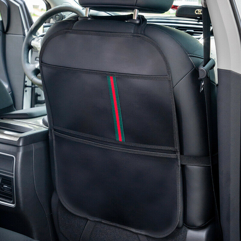 Car Seat Back Cover Protector Anti-kick Clean Mat Wearproof PU Leather w/ Pocket