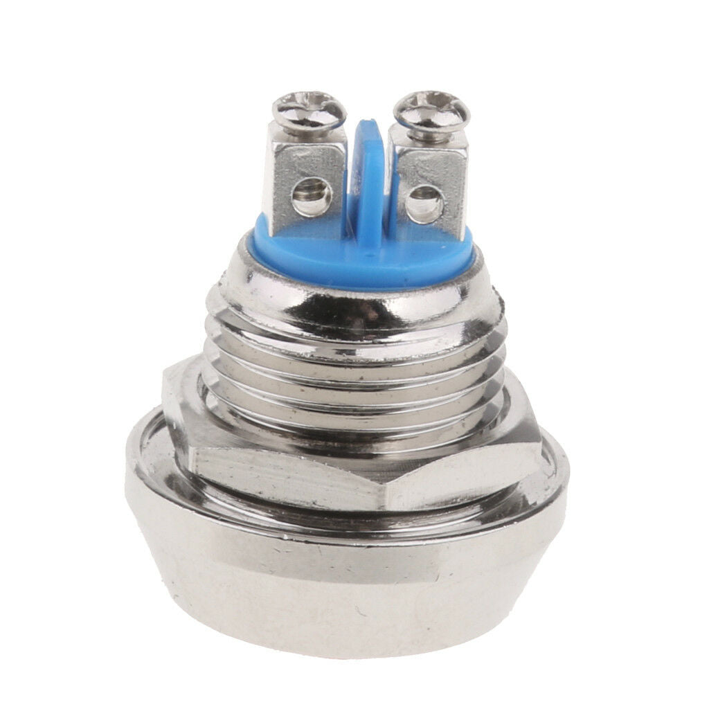12mm Metal Latching SPST Srcrew Terminal Push Button Auto Reset Switch Black