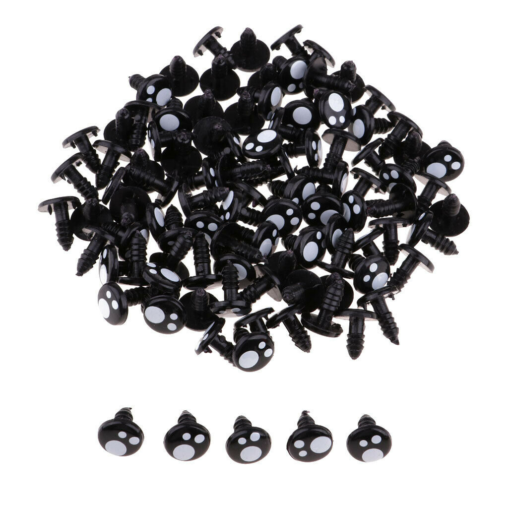 100pcs Solid Eyes Black Plastic Safety Eyes Round Buttons Eyes  For