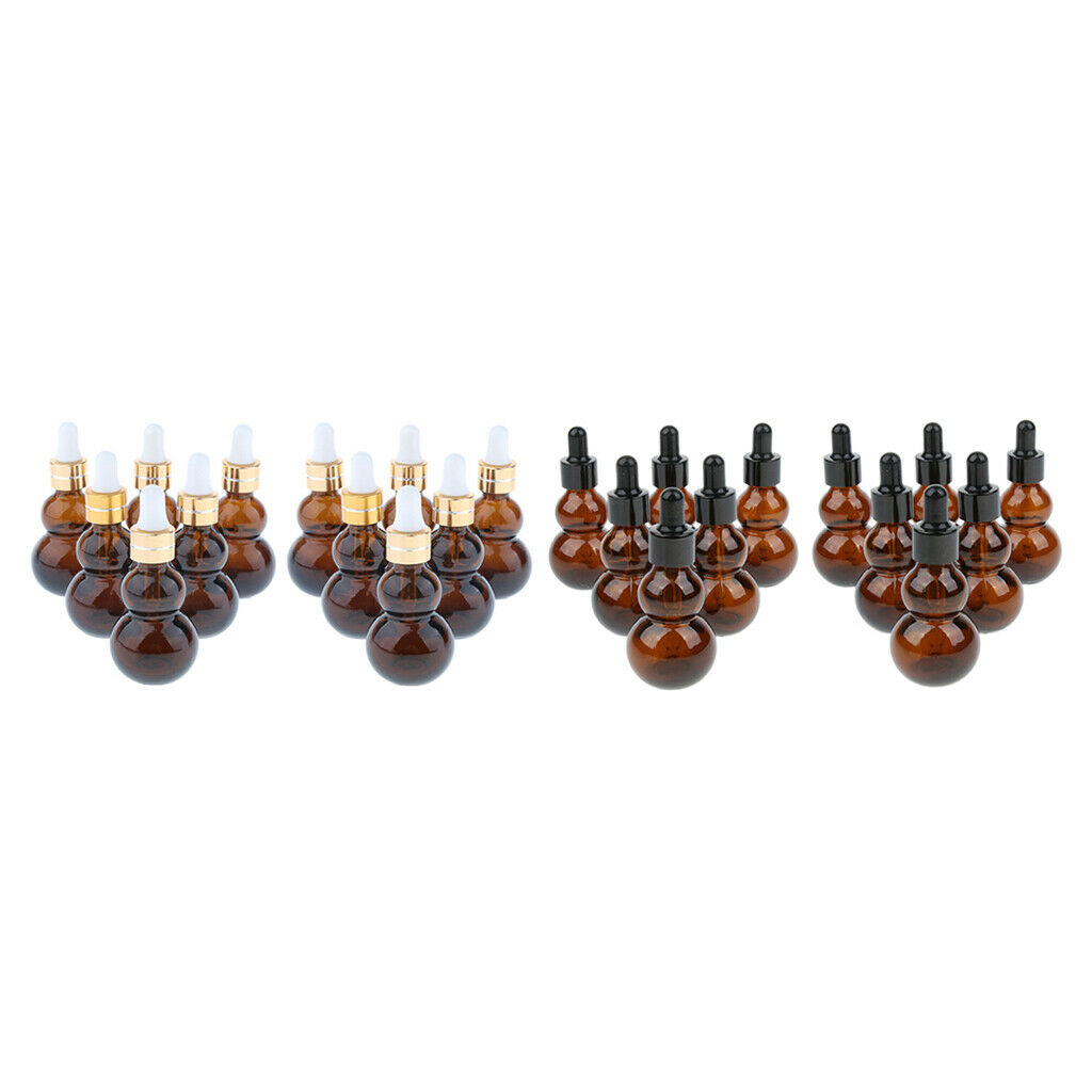 24pcs Gourd Glass Dropper Bottles Vials w/ Dispenser for Essential Oils