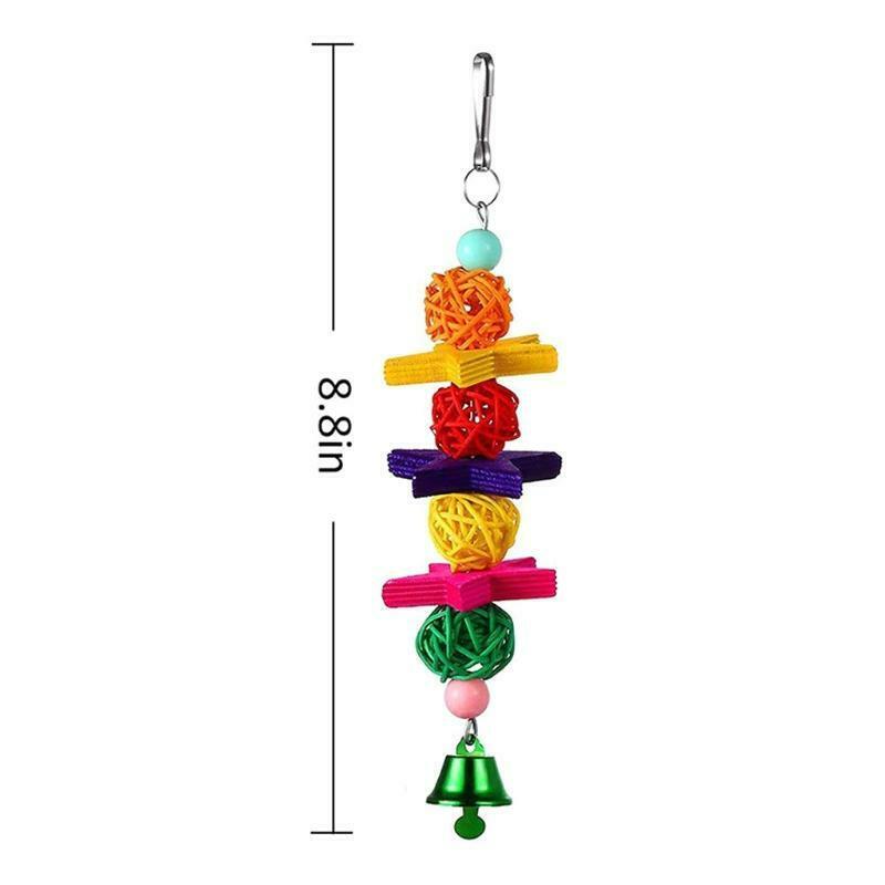 Parrots Toys 5Pcs Set Wooden Beads Perch Swing Platform Rattan Balls for Cage