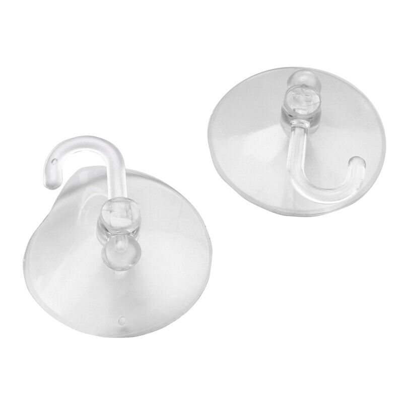 20 X Suction Cups Clear Plastic Cups with Metal Hooks Window Decoration CabineK9