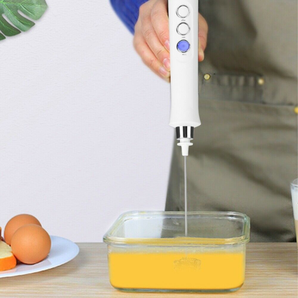 Milk Frother USB Electric Egg Beater Kitchen Handheld Mixer Whisk Mini White