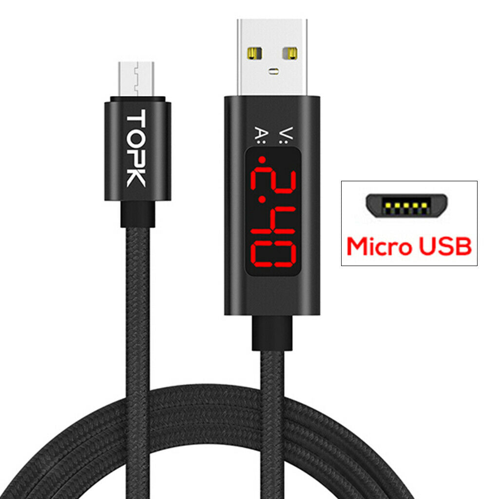 Fast Charging Smart Voltage/Current USB Cable 39inch for Android Phone Black