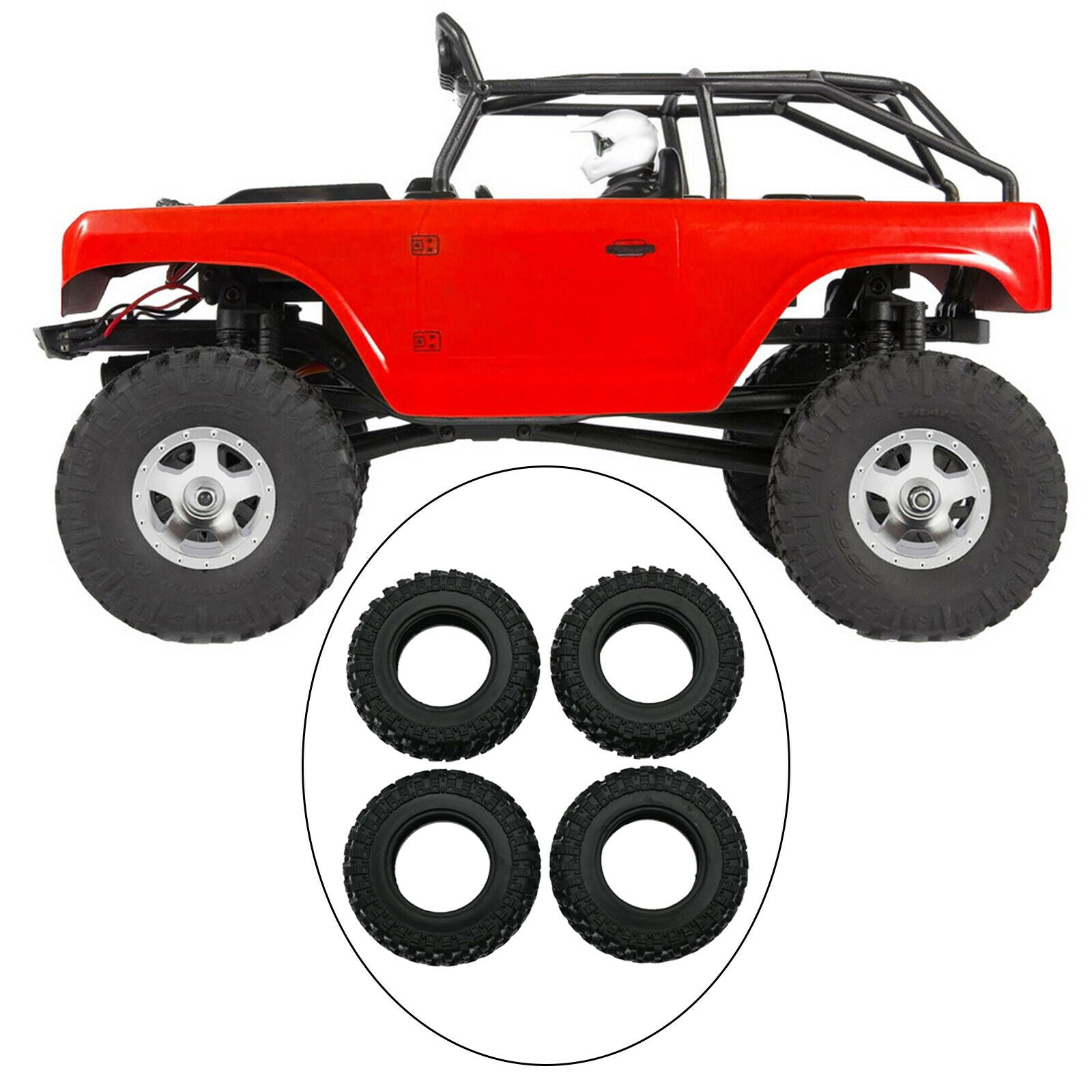4Pieces RC Rubber Tires Set for Axial SCX24 AXI90081 Crawler Car Buggy