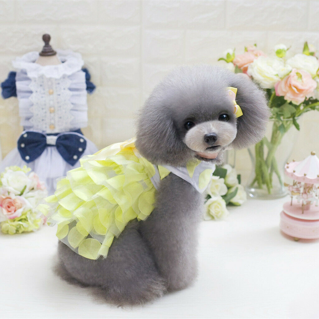 Fashionable Pet Dog Cat Korean Style Fancy Dress Wedding Costume Yellow