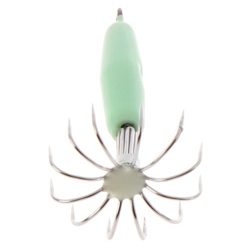 Luminous Fishing Lures Baits Squid Jigs Hook Light Green Fishing Lure Hoo.l8