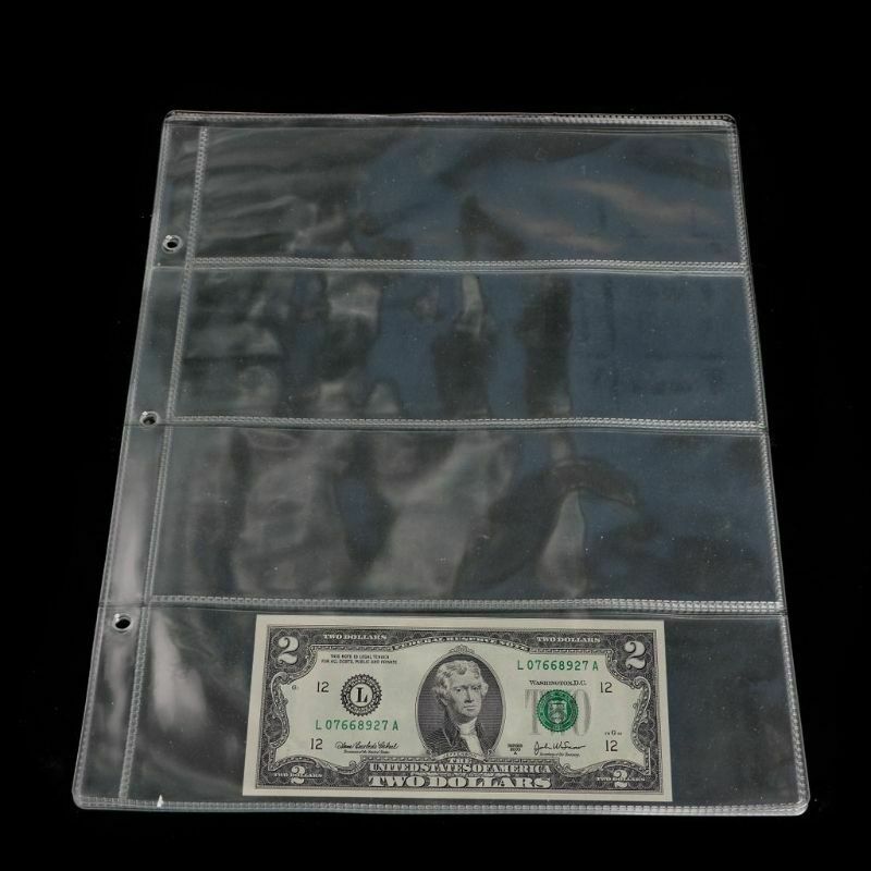 1 Sheet 4 Pockets Album Pages Money Bill Note Currency Holder Storage Collection