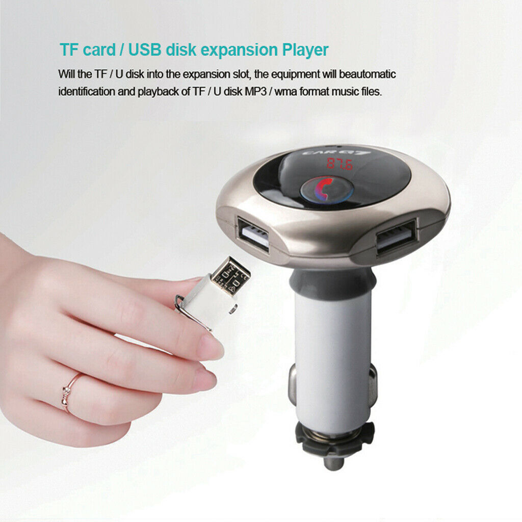 Black-Bluetooth FM Transmitter Car Kit Handsfree Call AUX USB TF Card