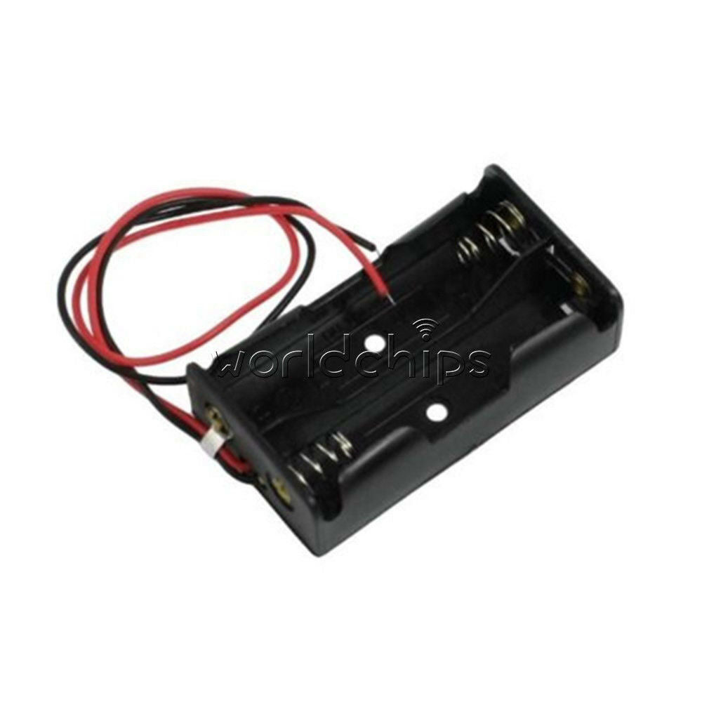 2PCS Plastic Battery Holder 2xAA Case Storage Box  with Wire Leads for Soldering