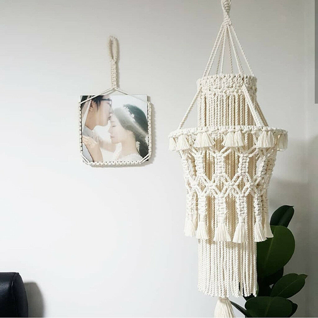 Modern Lampshade Macrame Woven Tapestry Hanging Ceiling Pendant Home Decor