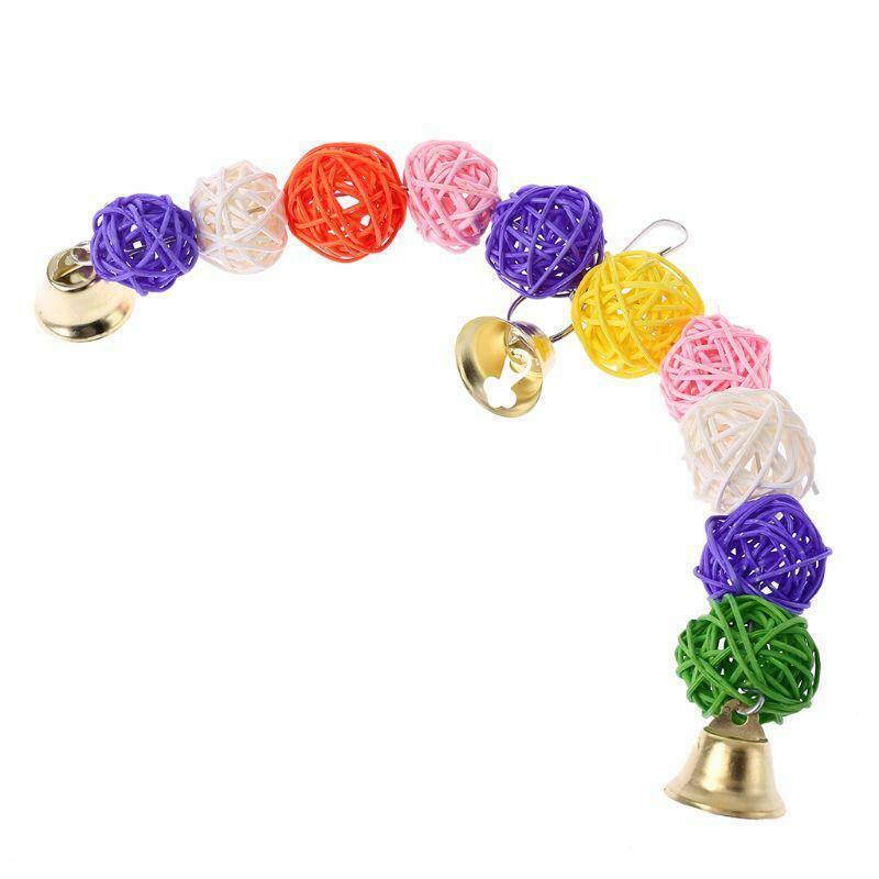 Bird Parrot Chew Toys Bite Rattan Teeth Grinding Ball Bell Attractive Parakeet