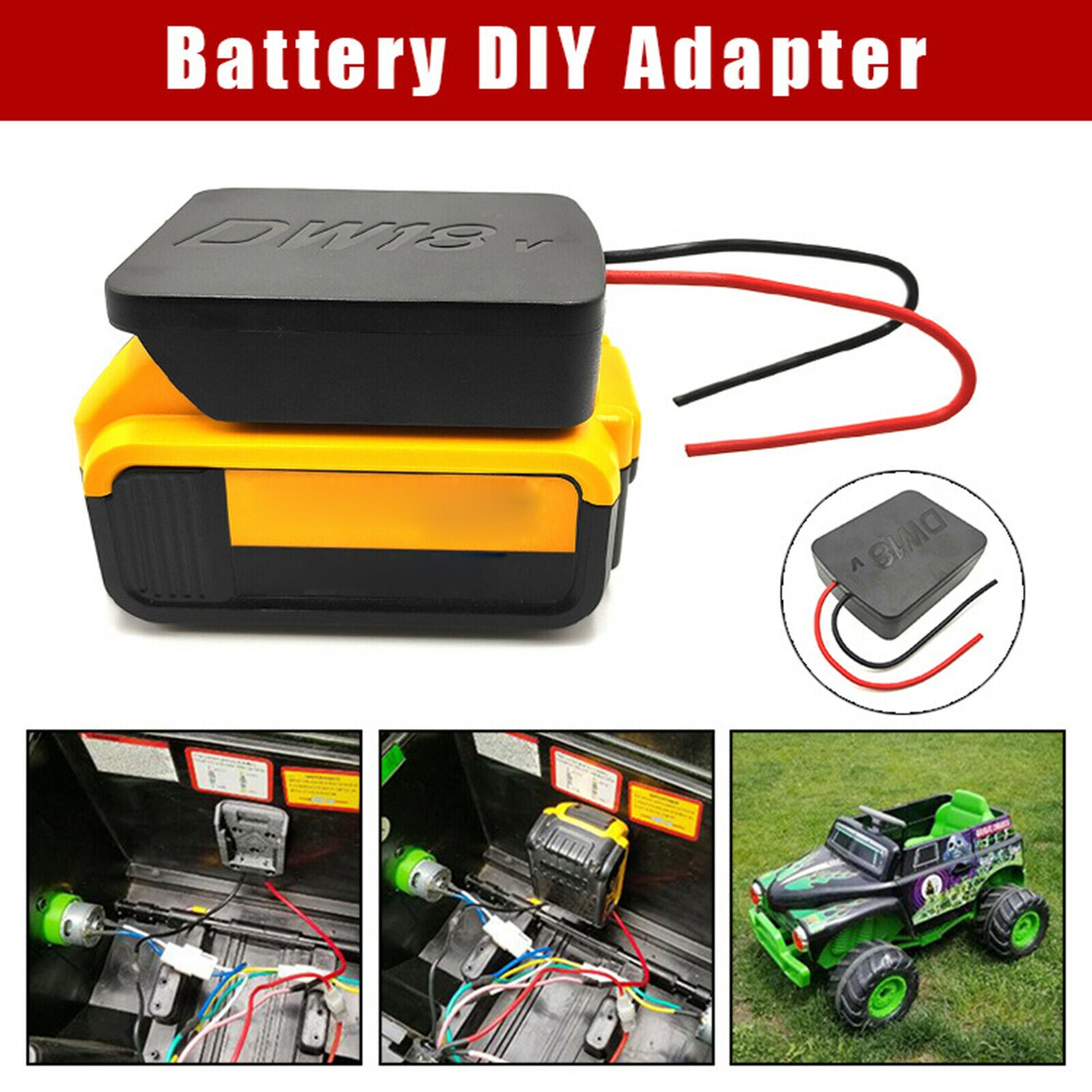 Power Wheels Adapter with Wires for   18V Dock Power Connector Part