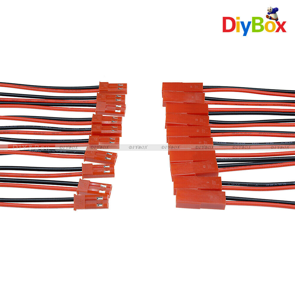 5Pairs 100mm JST Connector Plug Cable Line Male+Female for RC BEC Lipo Battery