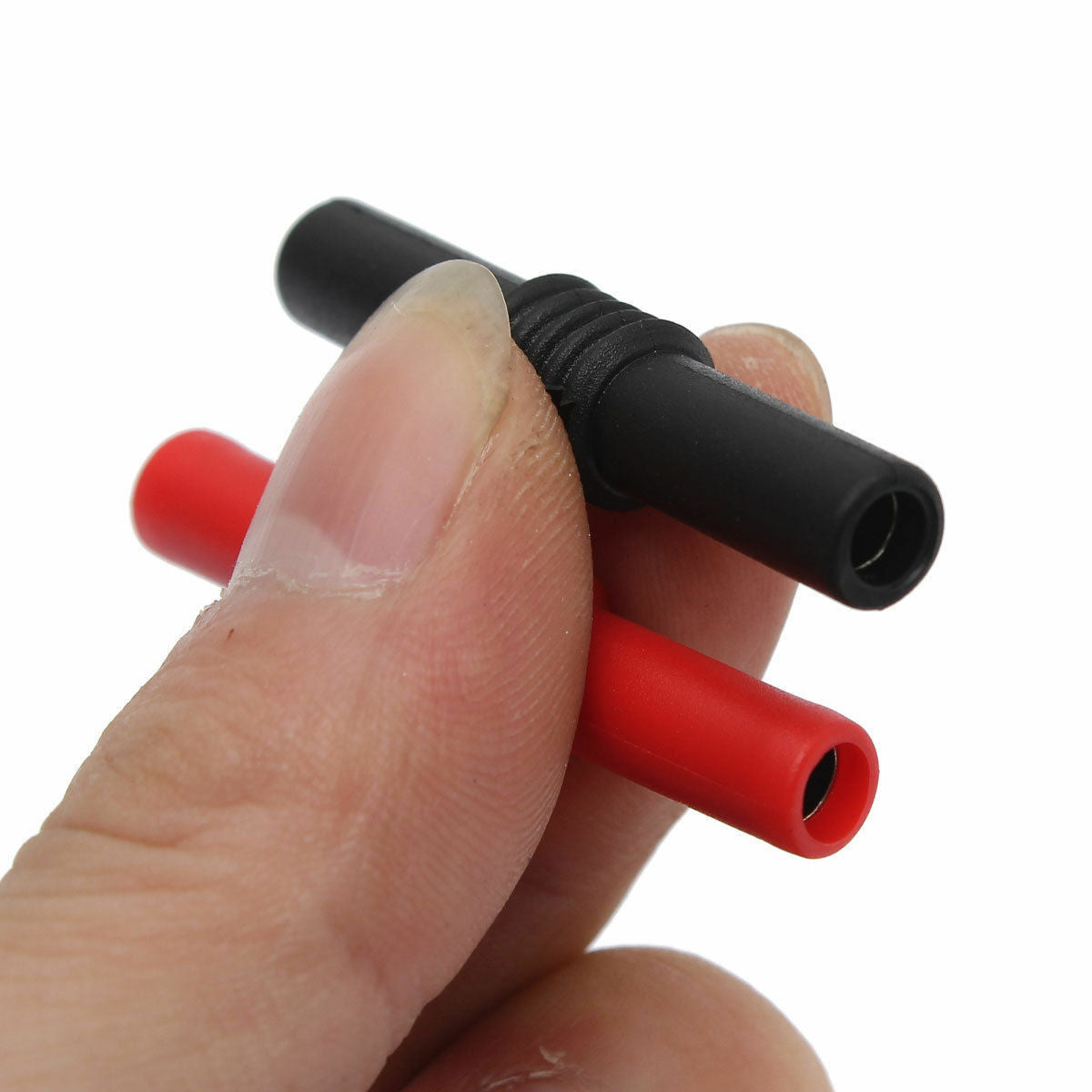 2pcs Black+Red Insulated 4mm to 4mm Banana Plug Female Socket Connector .l8