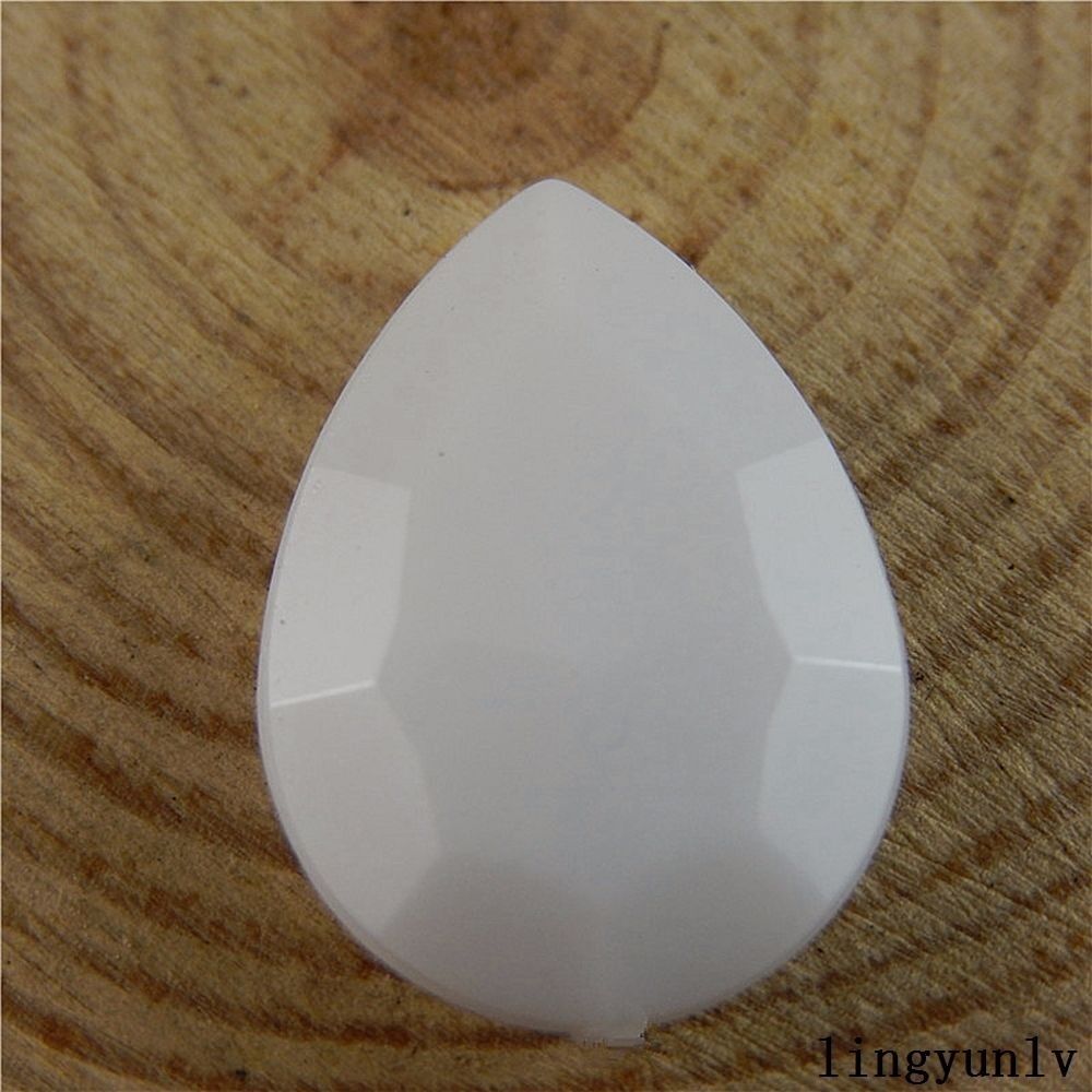 40 pcs White Acrylic Rhinestones Faceted Teardrop Shaped Flatback Beads 18x13mm