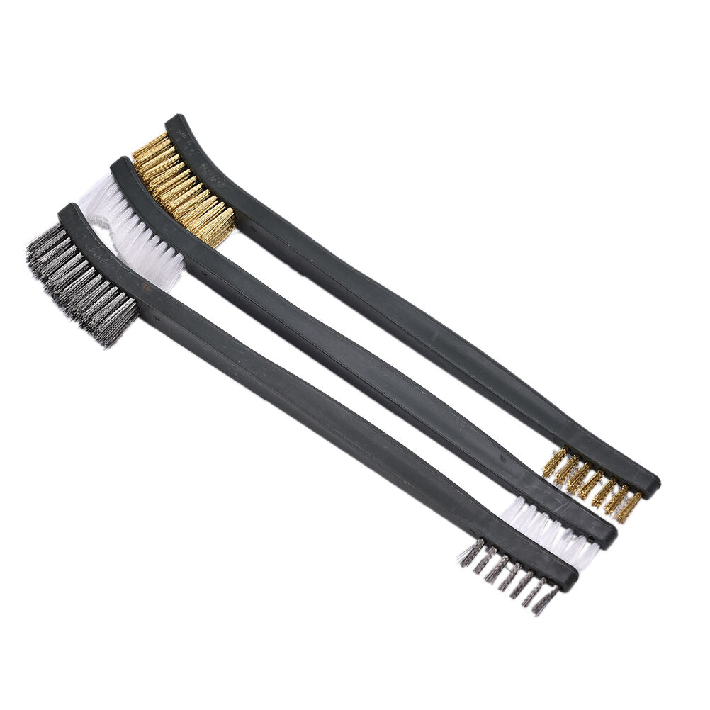 Mini Wire Brush Set Brass Nylon Stainless Bristle Cleaning Tool Cleaner ljJ BR